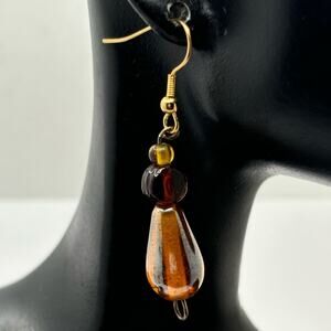 Brown & Gold Beaded Earrings